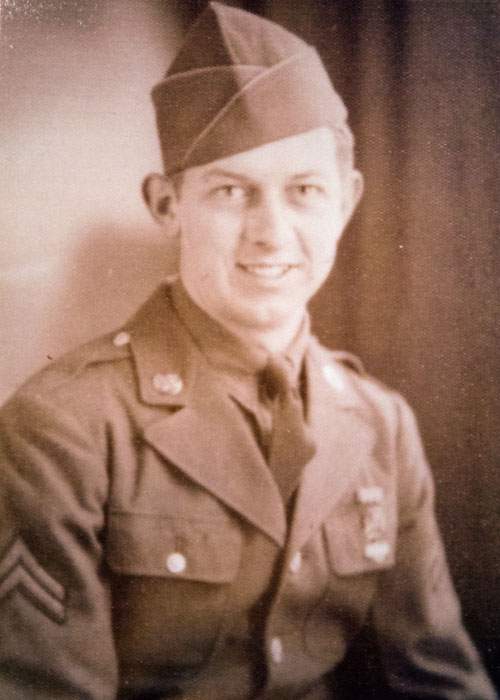 Former U.S. Army Sgt. Gerald Kuhn, pictured here in his World War II uniform, was "the picture of health," his family says, before contracting Legionnaires' disease at the Quincy Veterans' Home. Kuhn, 90, died in August 2015. (Photo courtesy of Gerald Kuhn's family)