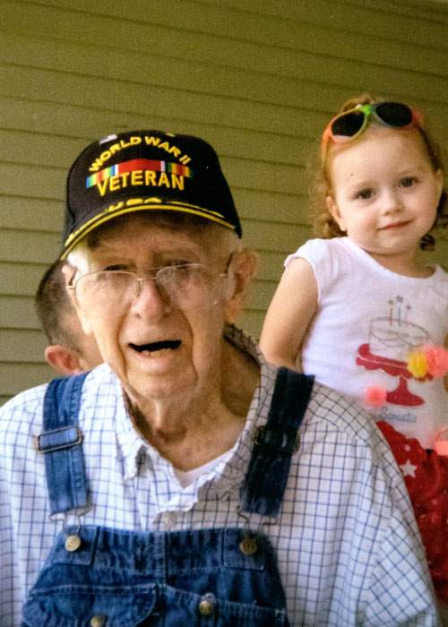 Former Quincy Veterans' Home resident Gerald Kuhn sports his cherished World War II cap during a family outing. Late into his life, the farmer enjoyed calling square dances and woodworking. 
(Photo courtesy of Gerald Kuhn's family)