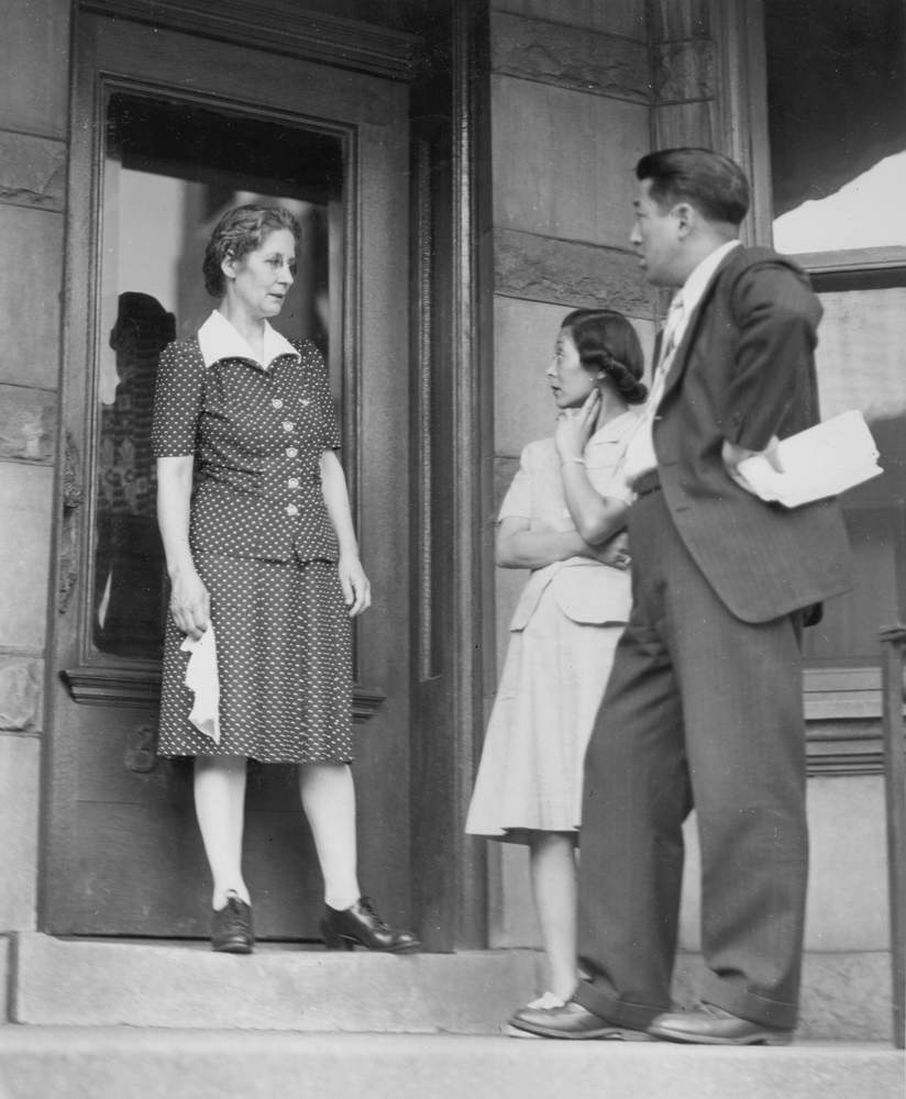 In 1943, a Japanese-American couple arrived in Chicago and approached a landlady about housing vacancies. (Courtesy Brethren Historical Library and Archives, Elgin, Illinois)