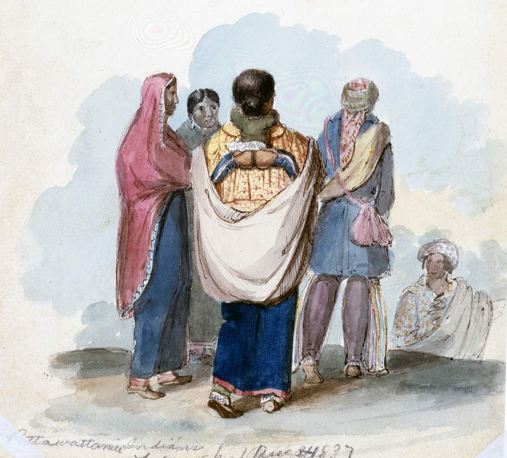 Algonquian tribes formed new trading relationships through intermarriage between tribes. When European traders and other settlers arrived in the Chicago region, they quickly recognized that they could also gain access to trade groups through intermarriage with Native Americans. (Courtesy Tippecanoe County Historical Association)