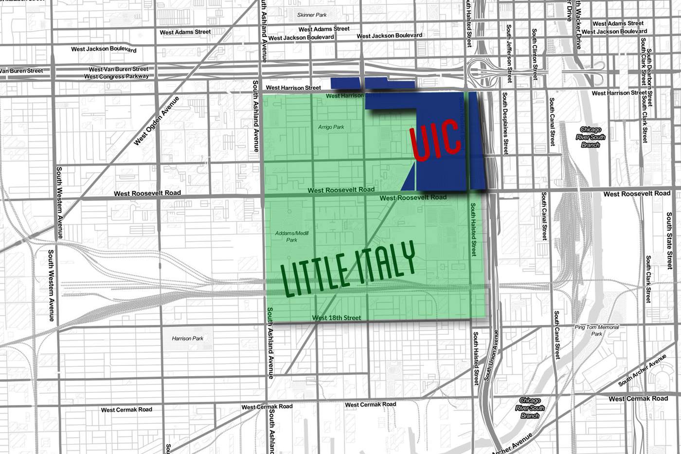 Chicago Little Italy Map Daley vs. Little Italy