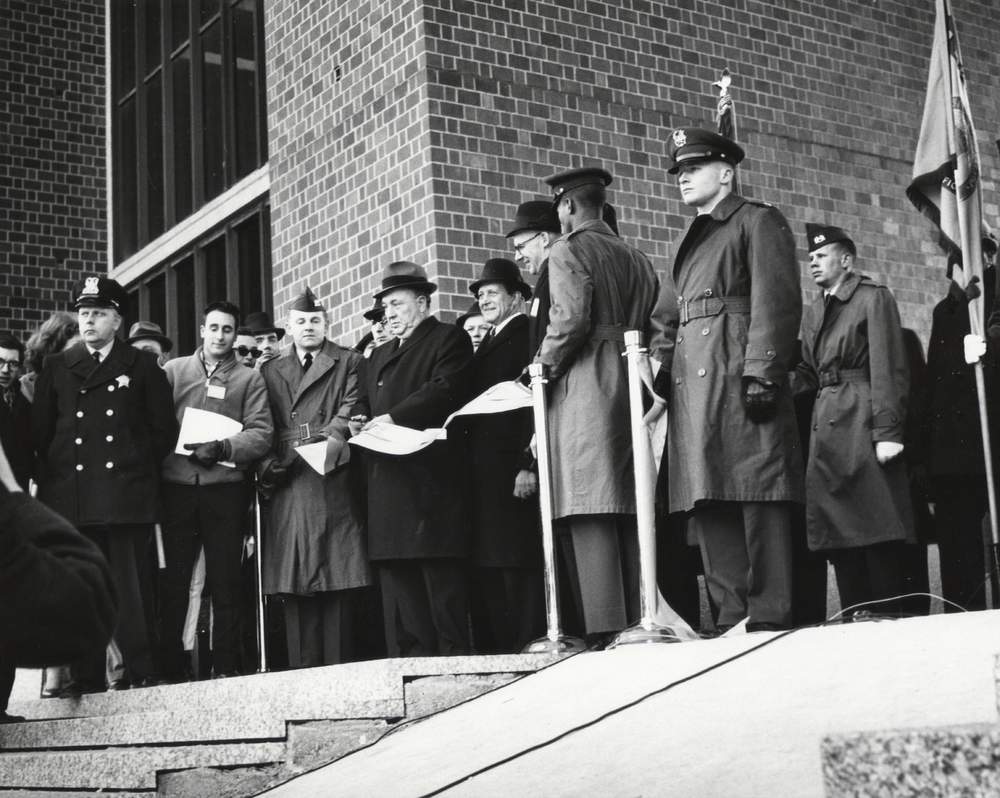 Mayor Daley cuts the ribbon at the Circle Campus opening ceremony in February of 1965. (Courtesy of UIC Archives Digital Exhibits, UA90999_0308, University of Illinois at Chicago Library, Special Collections &amp;amp; University Archives)